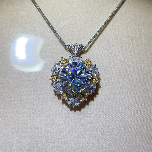 5 Carat Moissanite Necklace Platinum-Plated Sterling Silver Velanci