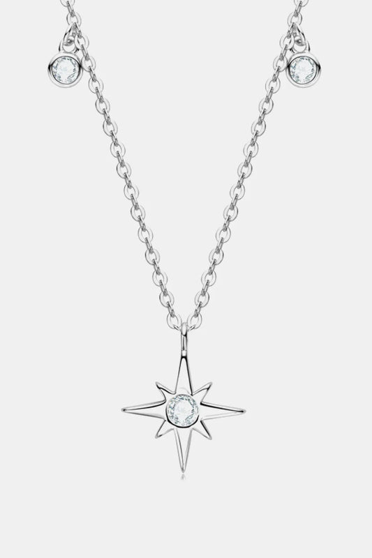 Moissanite North Star Pendant Necklace - Sterling Silver Velanci