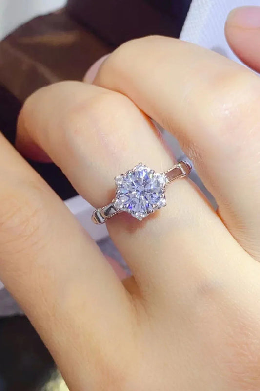 1 Carat Moissanite Ring Giovanna - Sterling Shine Women's Ring Velanci