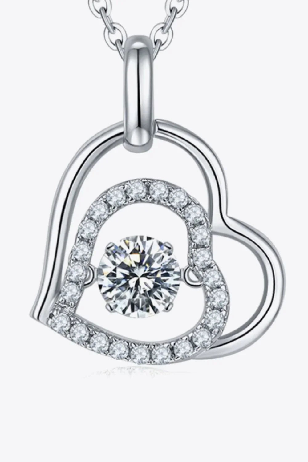 Moissanite Heart Pendant Necklace - Sterling Silver 0.5ct Velanci