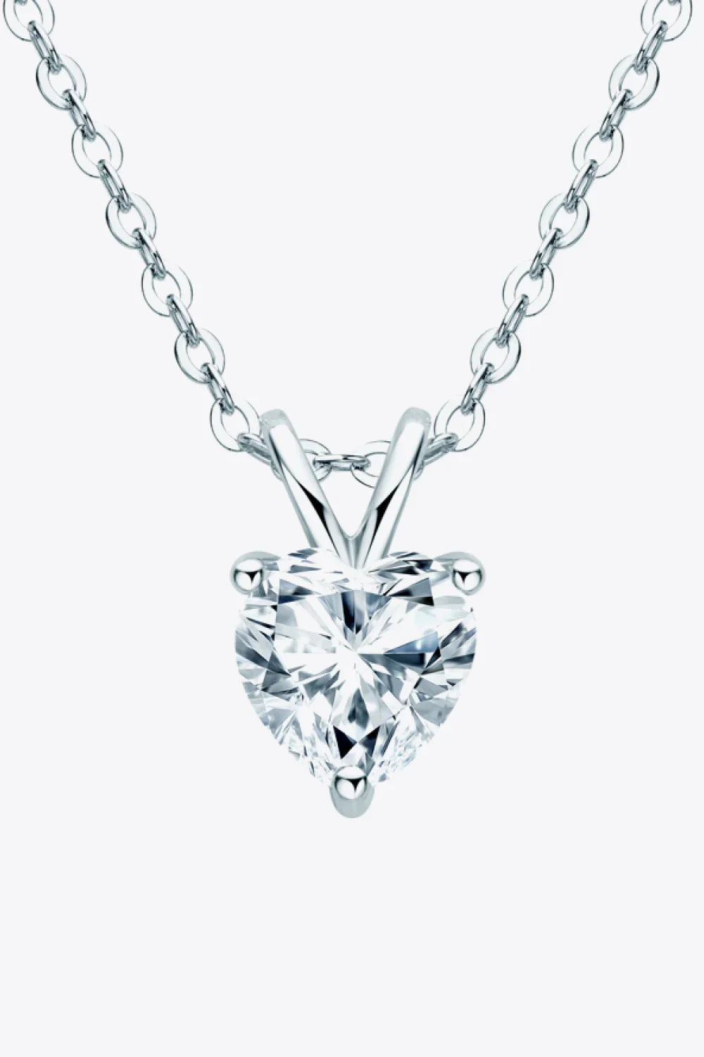 Heart Pendant Necklace - 1 Carat Moissanite Sterling Silver Velanci