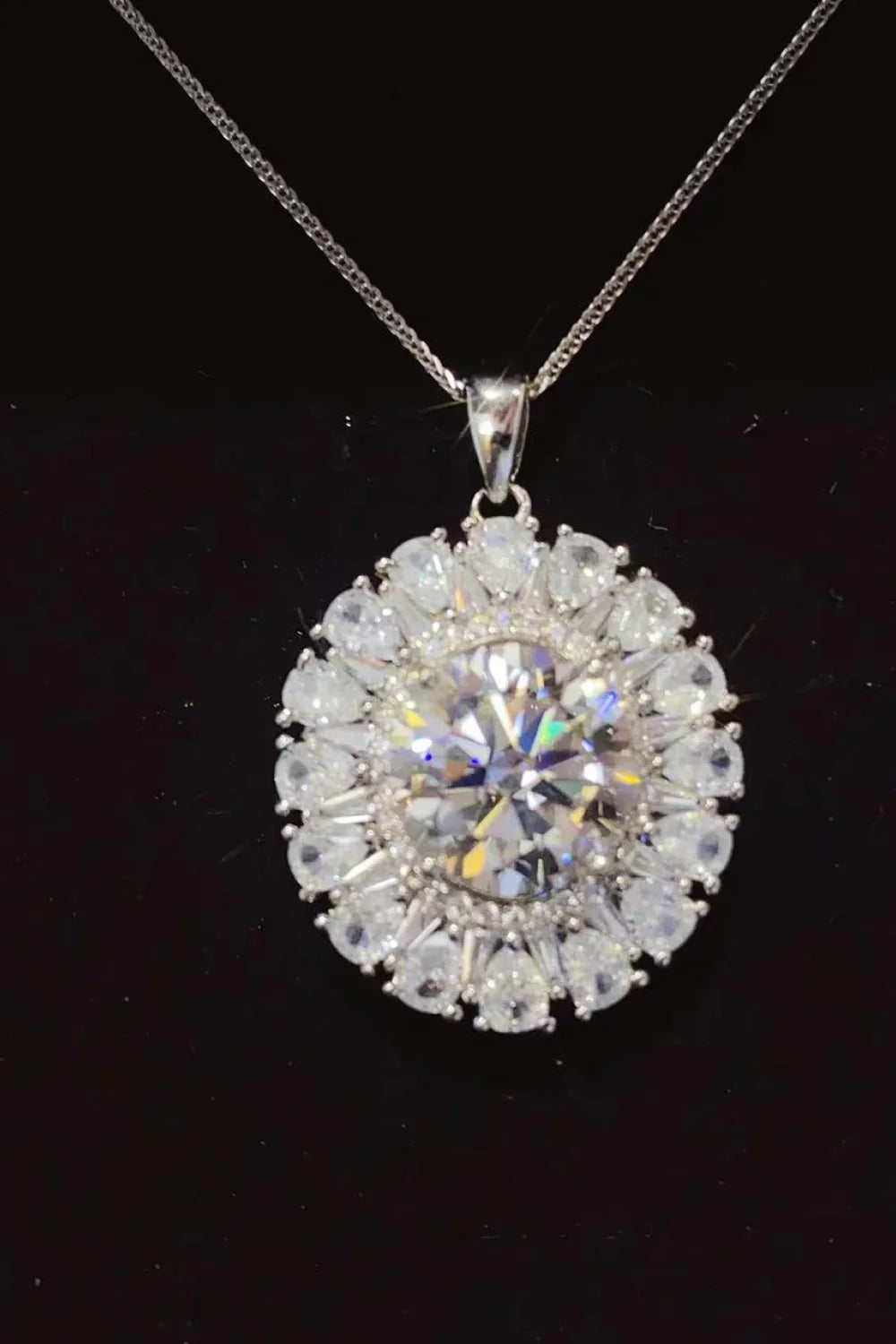 5 Carat Moissanite Platinum-Plated Sterling Silver Necklace Velanci