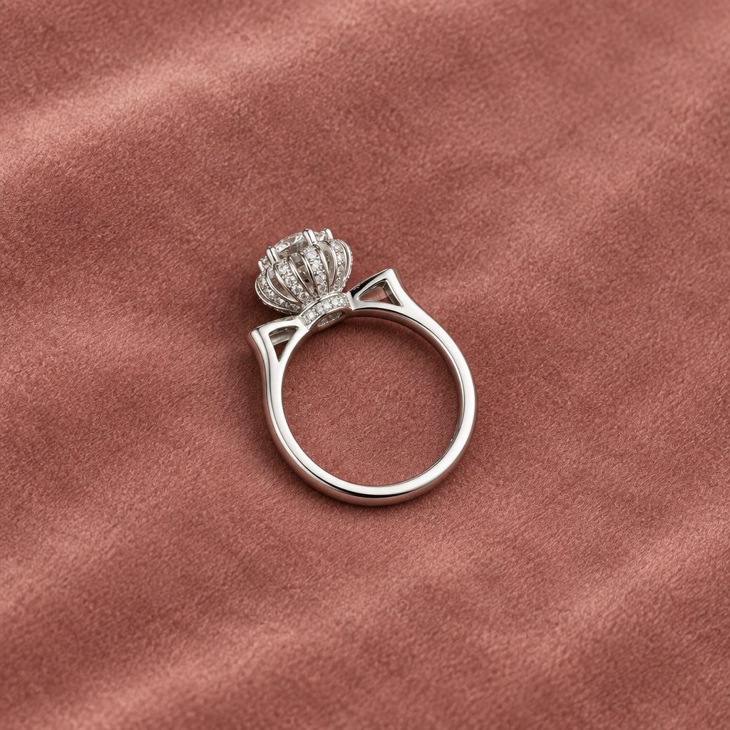 1 Carat Moissanite Platinum-Plated Ring Elena - Subtle Shine Women's Ring Velanci