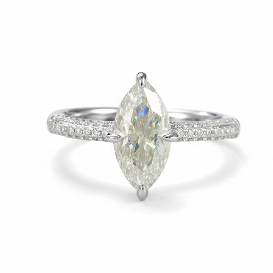 Ring Giulia - 2 Carat Moissanite Silver, Platinum-Plated Women's Ring Velanci