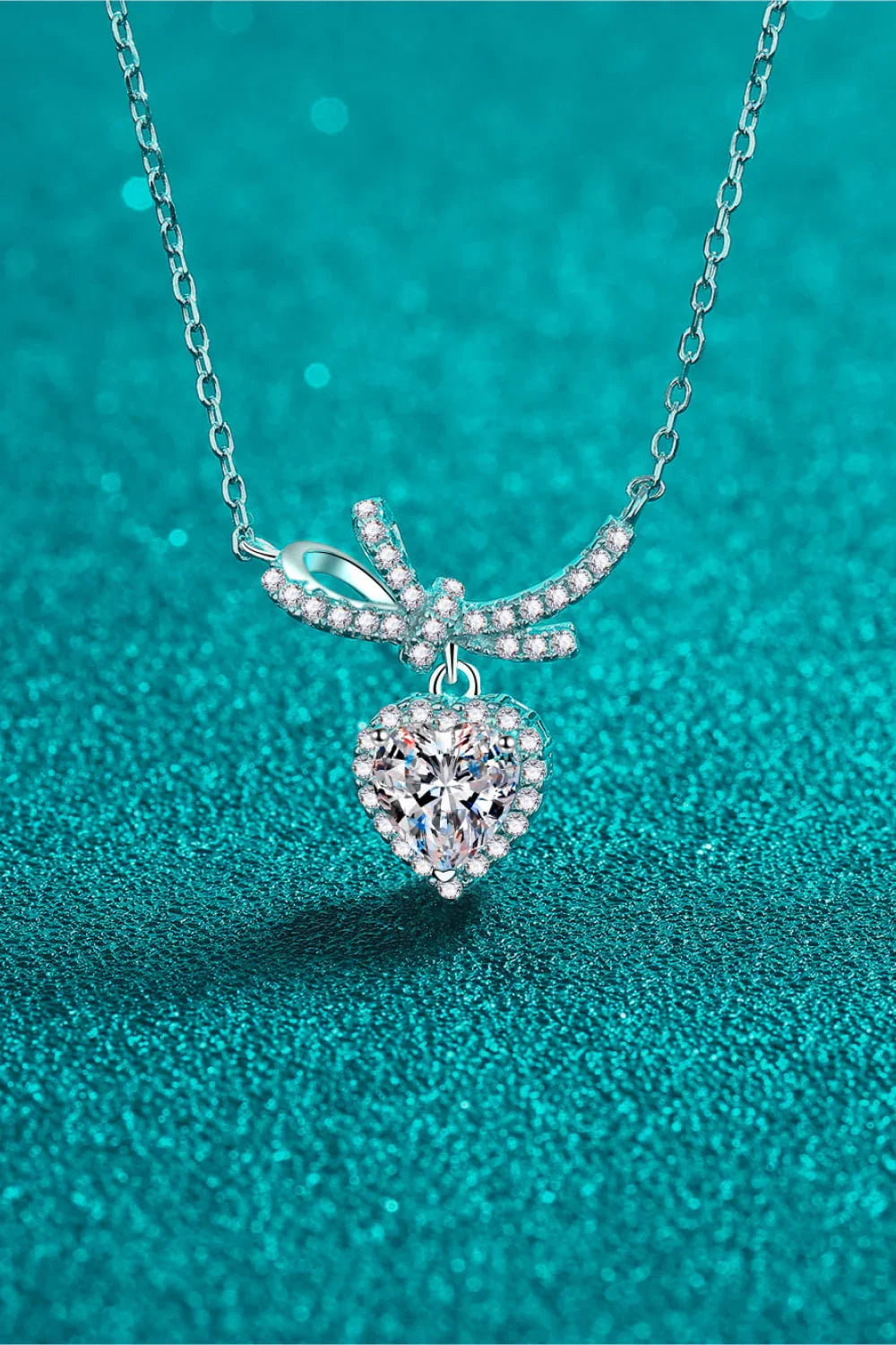 Moissanite Heart Pendant Necklace - Sterling Silver Shine Velanci