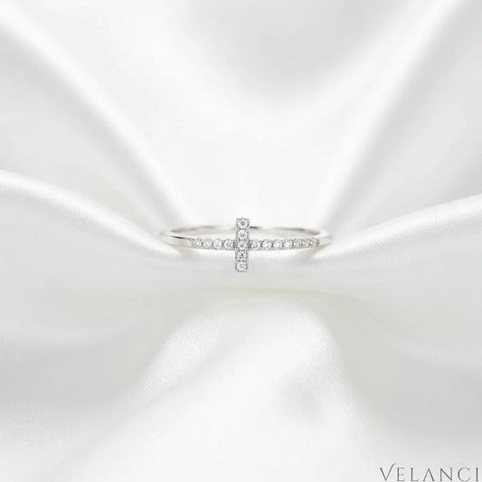 Cross Ring Giulia - Sterling Rose Gold Plated Pave Zircon Velanci