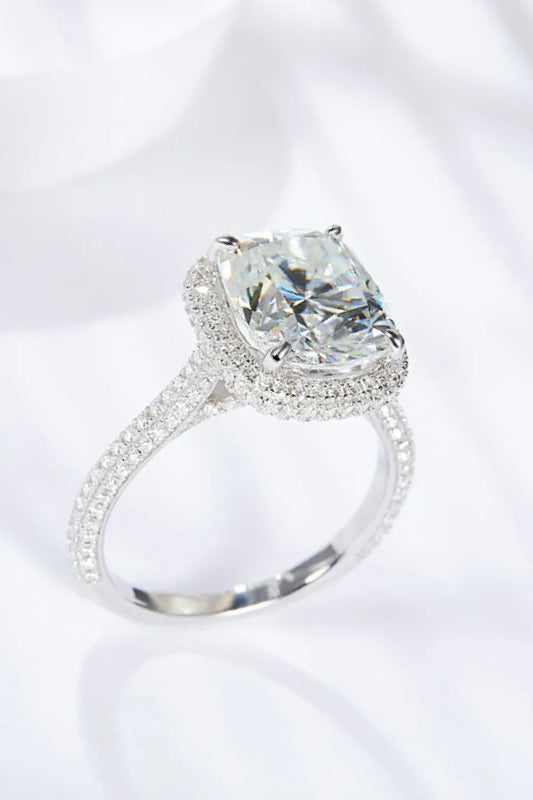 Moissanite Halo Ring Alessia - 6ct Center, Silver Band Women's Ring Velanci