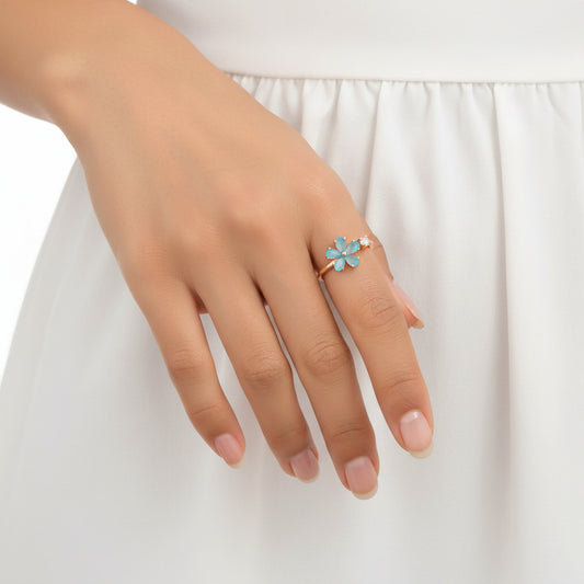 Flower Ring Elena - 18K Gold Plated Zircon Bloom Ring
