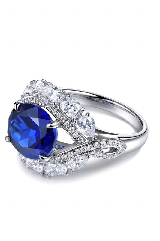 Ring Francesca - 5 Carat Lab-Grown Sapphire, Pt-Plated Women's Ring Velanci