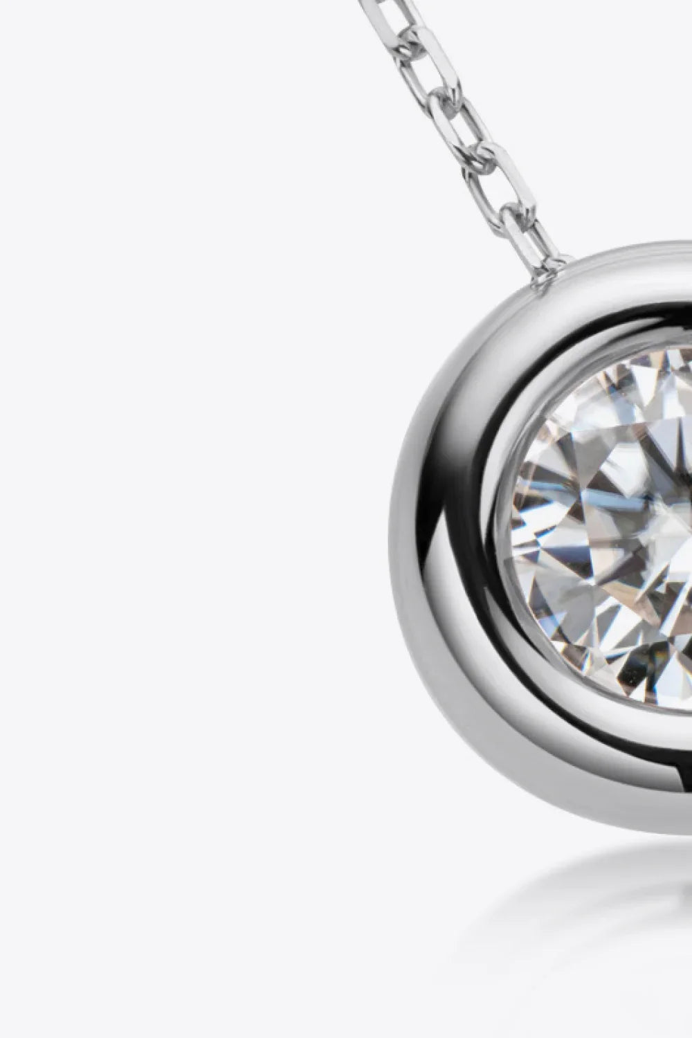 1 Carat Moissanite Pendant Necklace - Bezel Sterling Silver Velanci