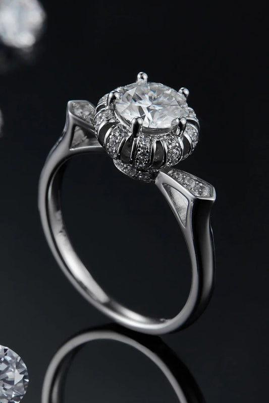 1 Carat Moissanite Platinum-Plated Ring Elena - Subtle Shine Women's Ring Velanci