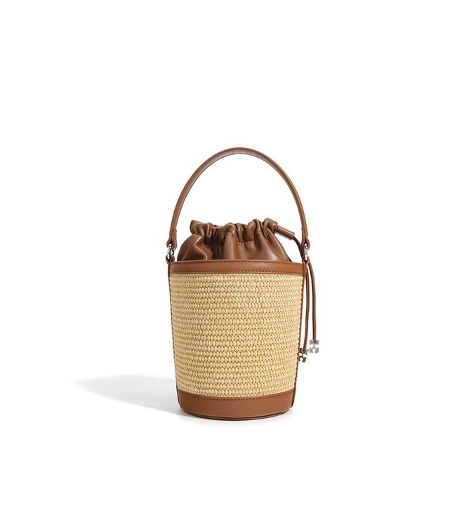 Luxury Lambskin Woven Crossbody Handheld Barrel Bag