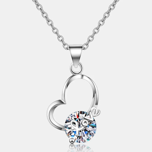Moissanite Heart Pendant Necklace - 2 Carat Sterling Silver Velanci