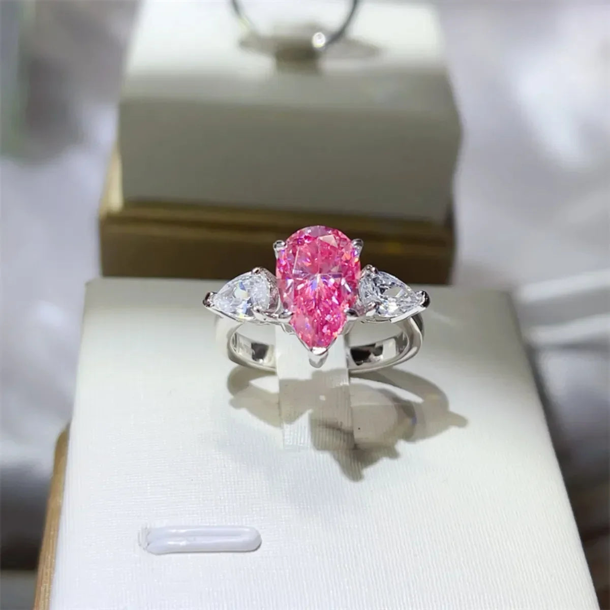 Sterling Silver Ring Isabella - Pink 2Ct Moissanite Women's Ring Velanci