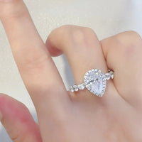 2 Carat Moissanite Sterling Silver Ring Giulia - Halo Spark Women's Ring Velanci