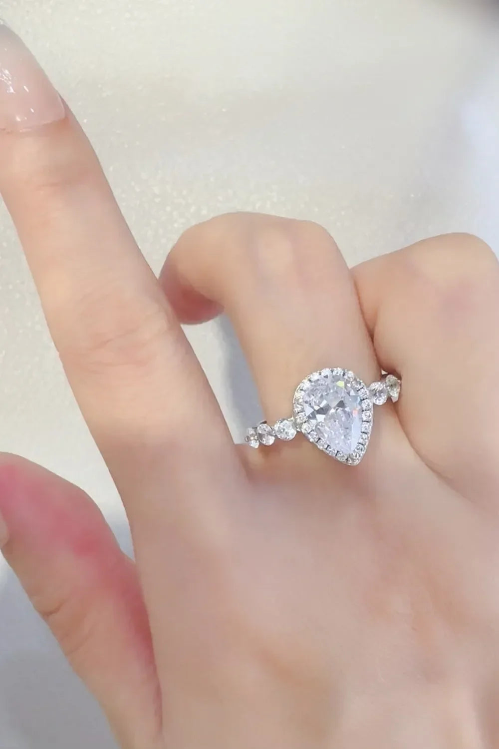 2 Carat Moissanite Sterling Silver Ring Giulia - Halo Spark Women's Ring Velanci
