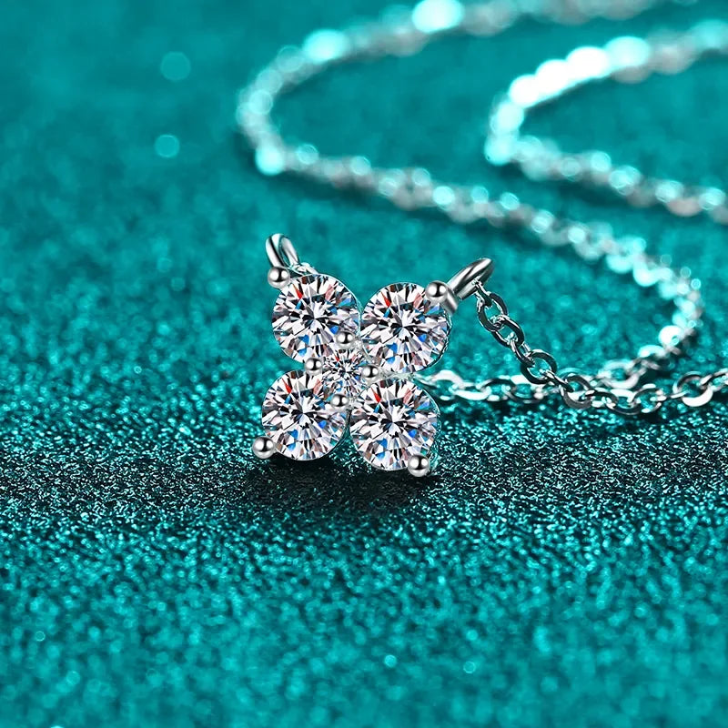 Moissanite Pendant Necklace - Sterling Silver Sparkle Velanci