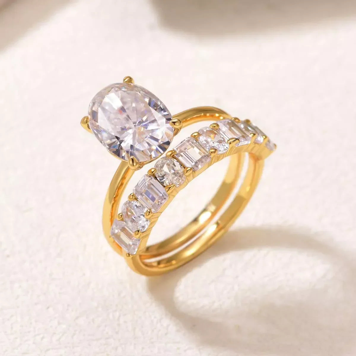 Moissanite Ring Alessia - 4.5ct Sterling Silver 2-Piece Set Women's Ring Velanci