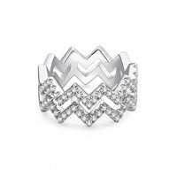 Moissanite Zigzag Stacking Rings Giulia - Everyday Sparkle Women's Ring Velanci