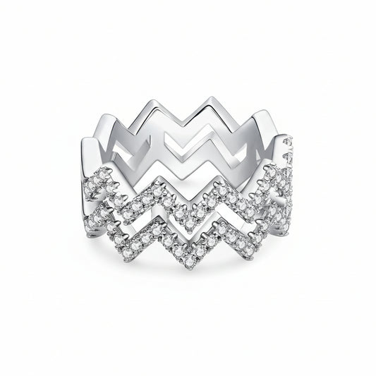 Moissanite Zigzag Stacking Rings Giulia - Everyday Sparkle Women's Ring Velanci