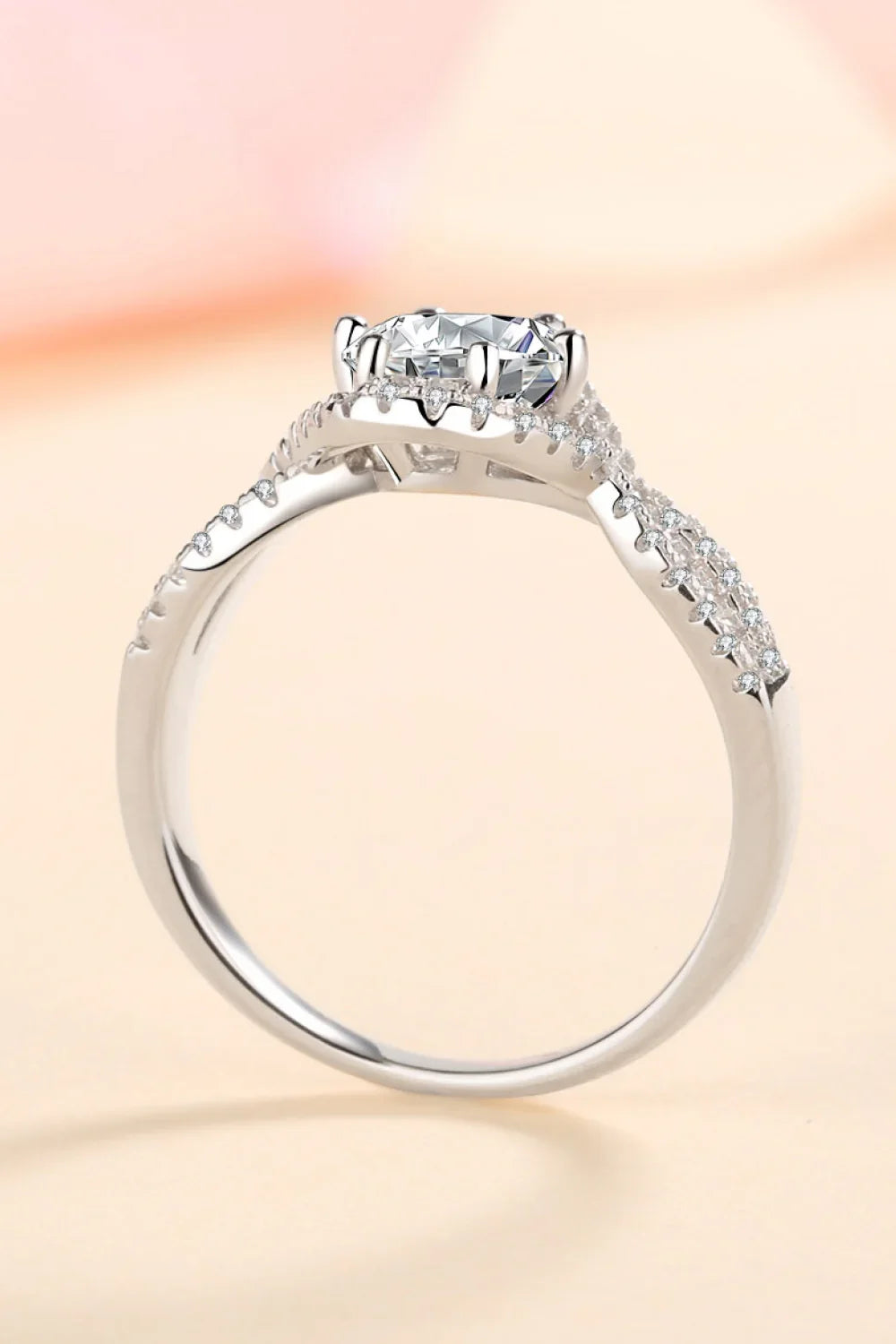 Sterling Silver Moissanite Geometric Ring Lia - Coastal Glow Women's Ring Velanci