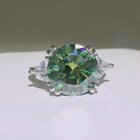 Moissanite Ring 5 Carat Luna - Brilliant Green Sparkle Women's Ring Velanci