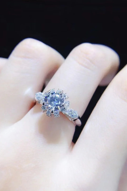 Moissanite Ring Allegra - 1 Carat 925 Sterling Silver Women's Ring Velanci