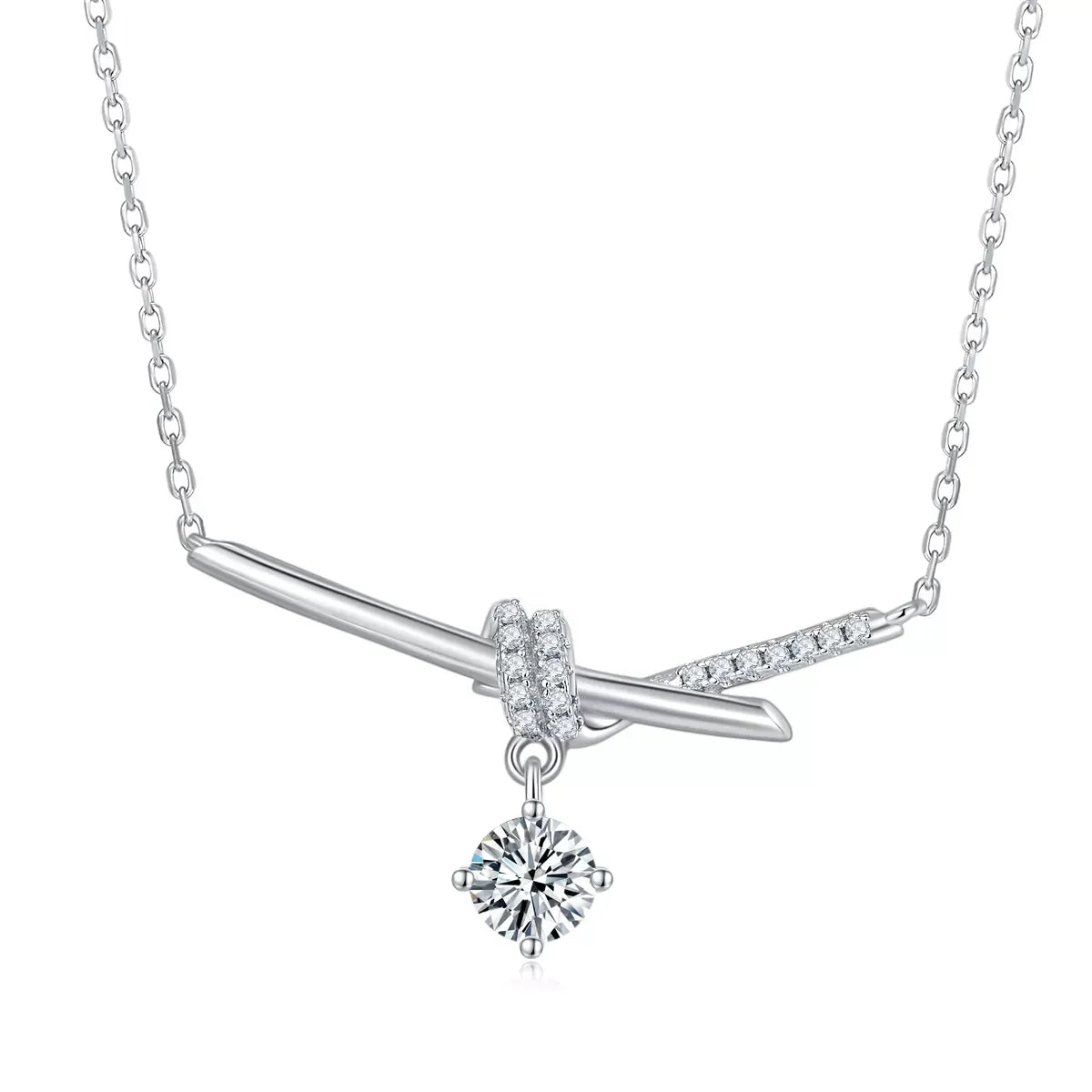 Moissanite Sterling Silver Pendant Necklace 1 Carat Velanci