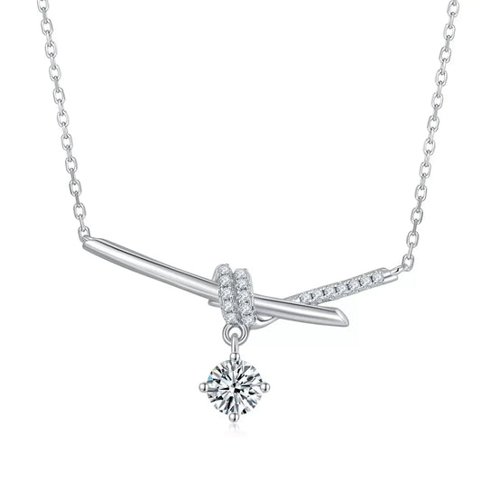 Moissanite Sterling Silver Pendant Necklace 1 Carat Velanci