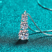 Moissanite Triple-Pendant Necklace - Three-Stone Sparkle Velanci