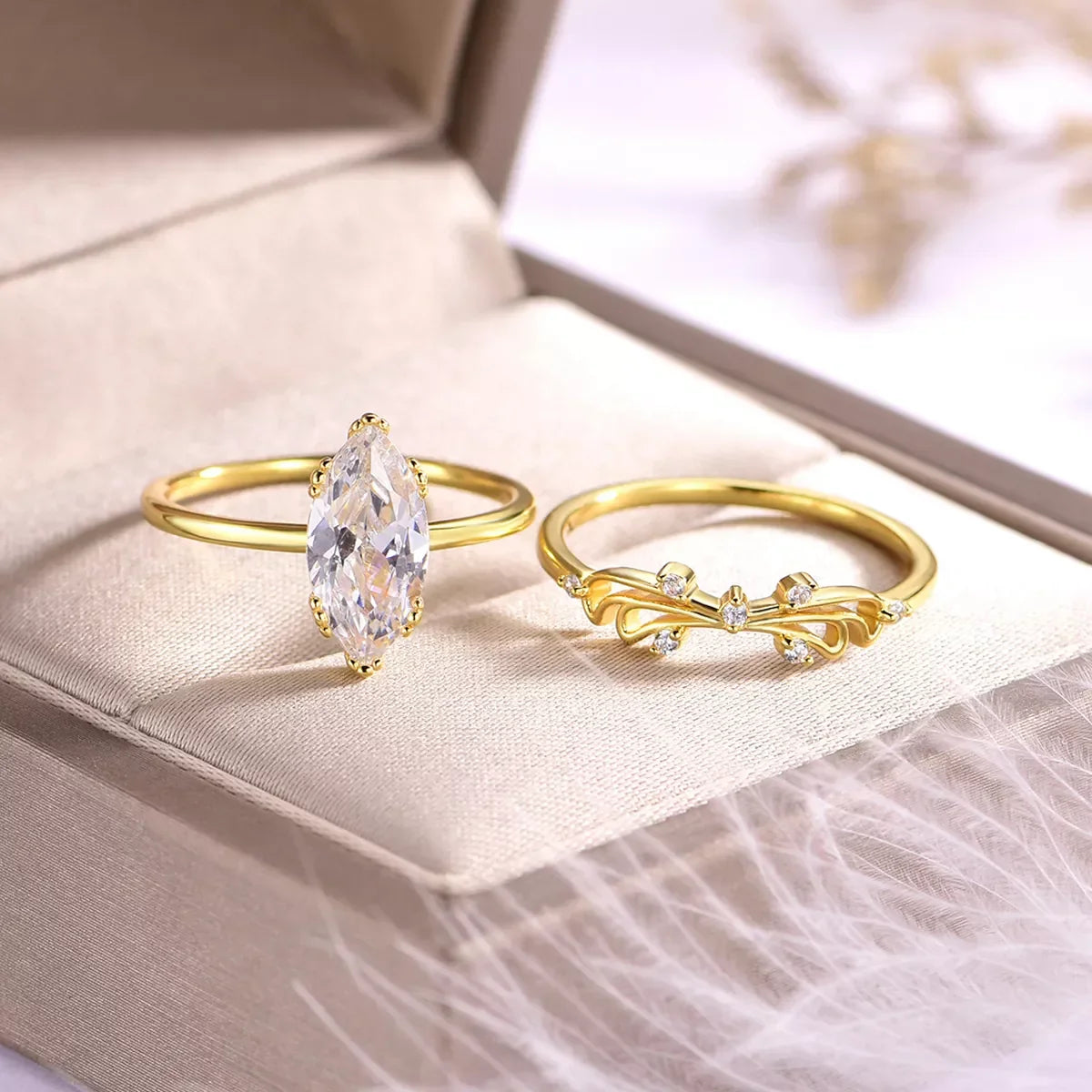 2-Piece 2-Carat Moissanite Ring Giulia - Marquise Sparkle Women's Ring Velanci