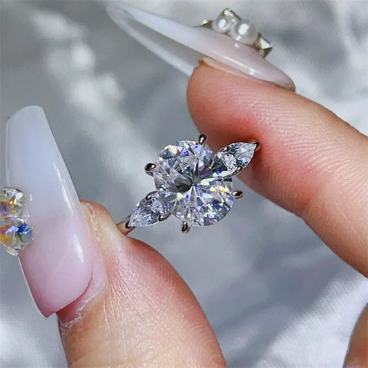 Ring Bianca - 3 Carat Moissanite, Sterling Silver Band Women's Ring Velanci