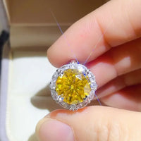 Ring Isabella - 5 Carat Yellow Moissanite Halo Sterling Women's Ring Velanci