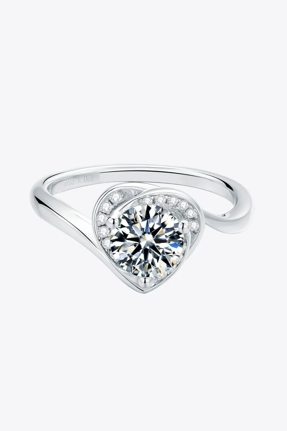 Ring Giulia - 1 Carat Moissanite Heart Sterling Silver Women's Ring Velanci