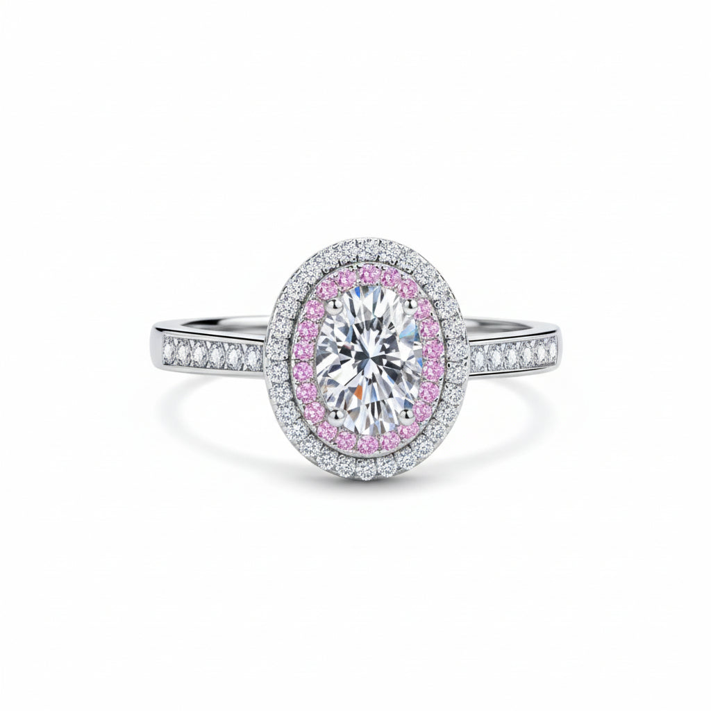 Ring Sofia - 1 Carat Moissanite Halo Ring in Sterling Silver Women's Ring Velanci