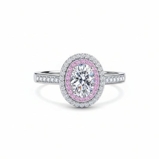 Ring Sofia - 1 Carat Moissanite Halo Ring in Sterling Silver Women's Ring Velanci