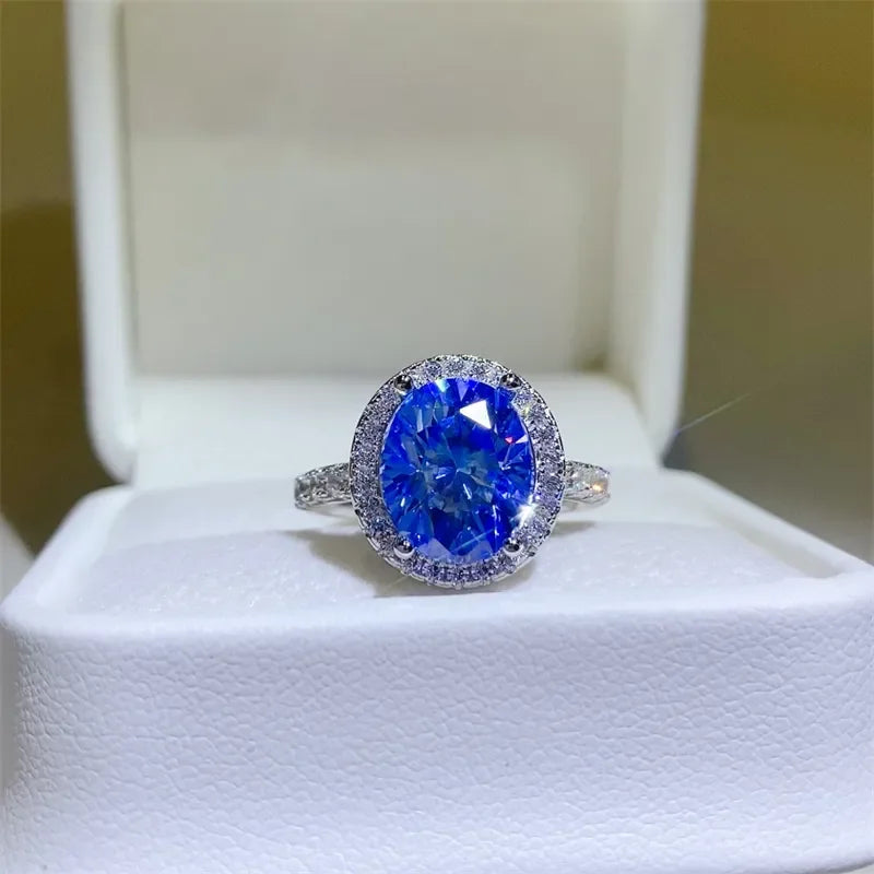 5 Carat Moissanite Sterling Silver Ring Alessia - Halo Shine Women's Ring Velanci