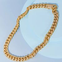 Cubic Zirconia Brass Curb Chain Necklace Velanci