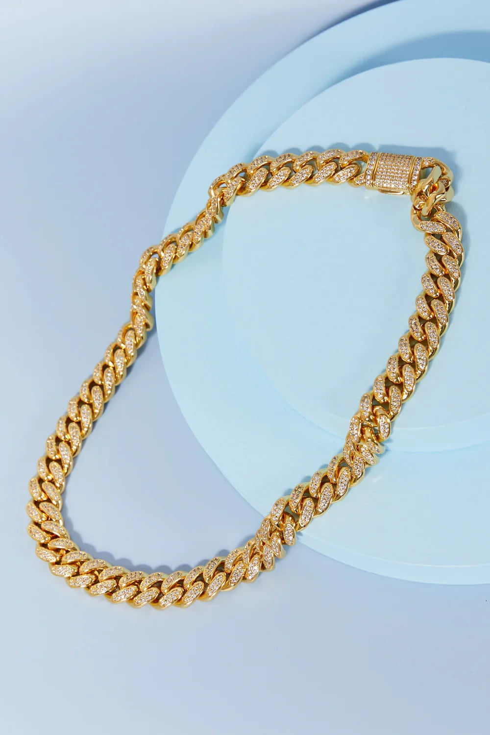 Cubic Zirconia Brass Curb Chain Necklace Velanci