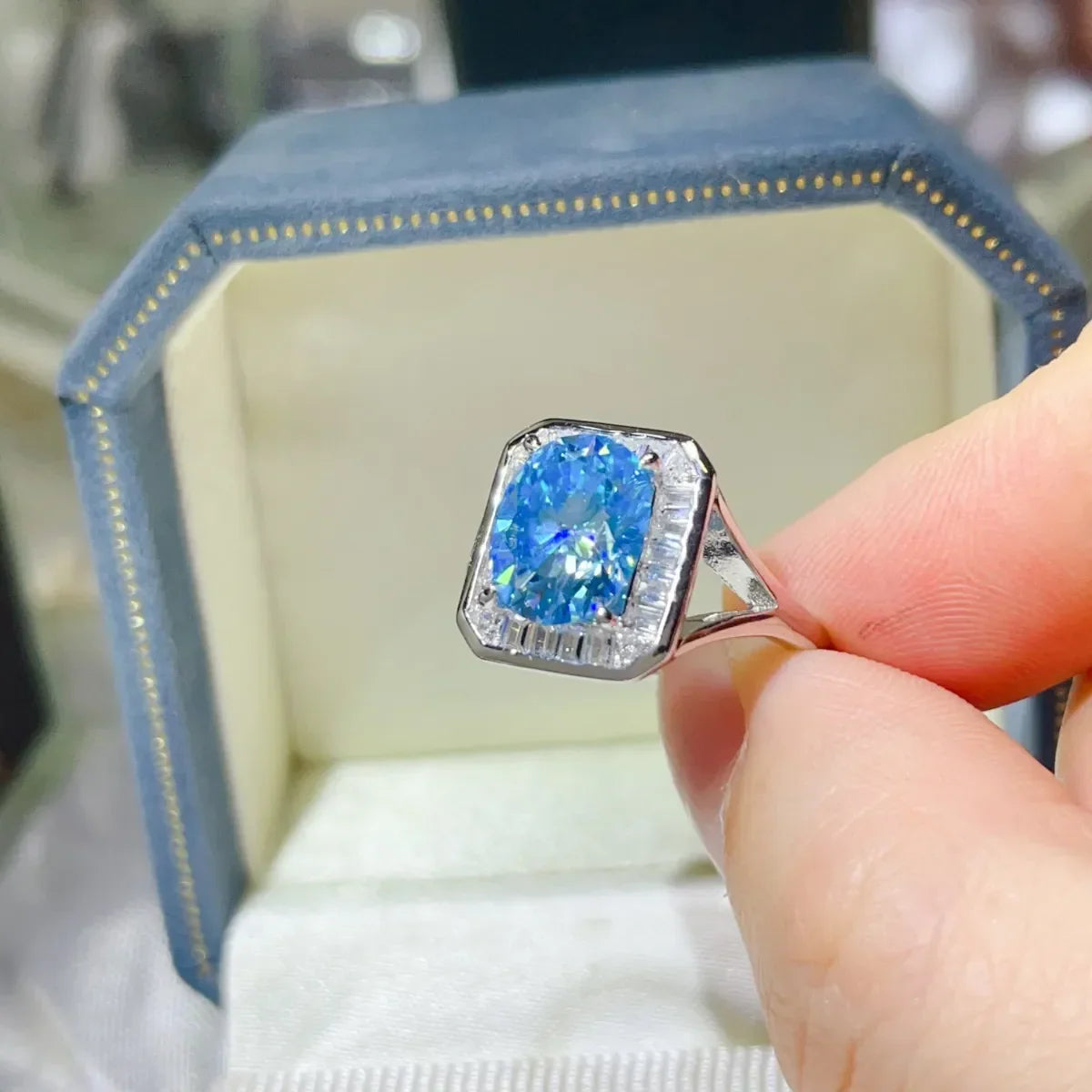 3 Carat Moissanite Square Ring Elena - Coastal Shine Women's Ring Velanci