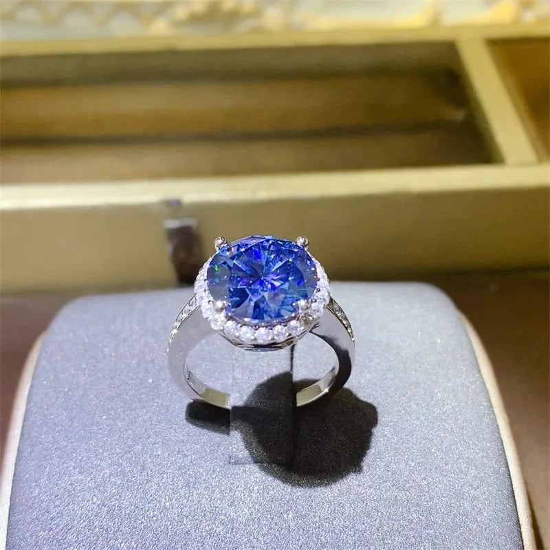 5ct Moissanite Sterling Silver Ring Giovanna - Halo Shine Women's Ring Velanci