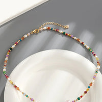 Coastal Bead Necklace - Multicolor Beads, Pearls, Crystals Velanci