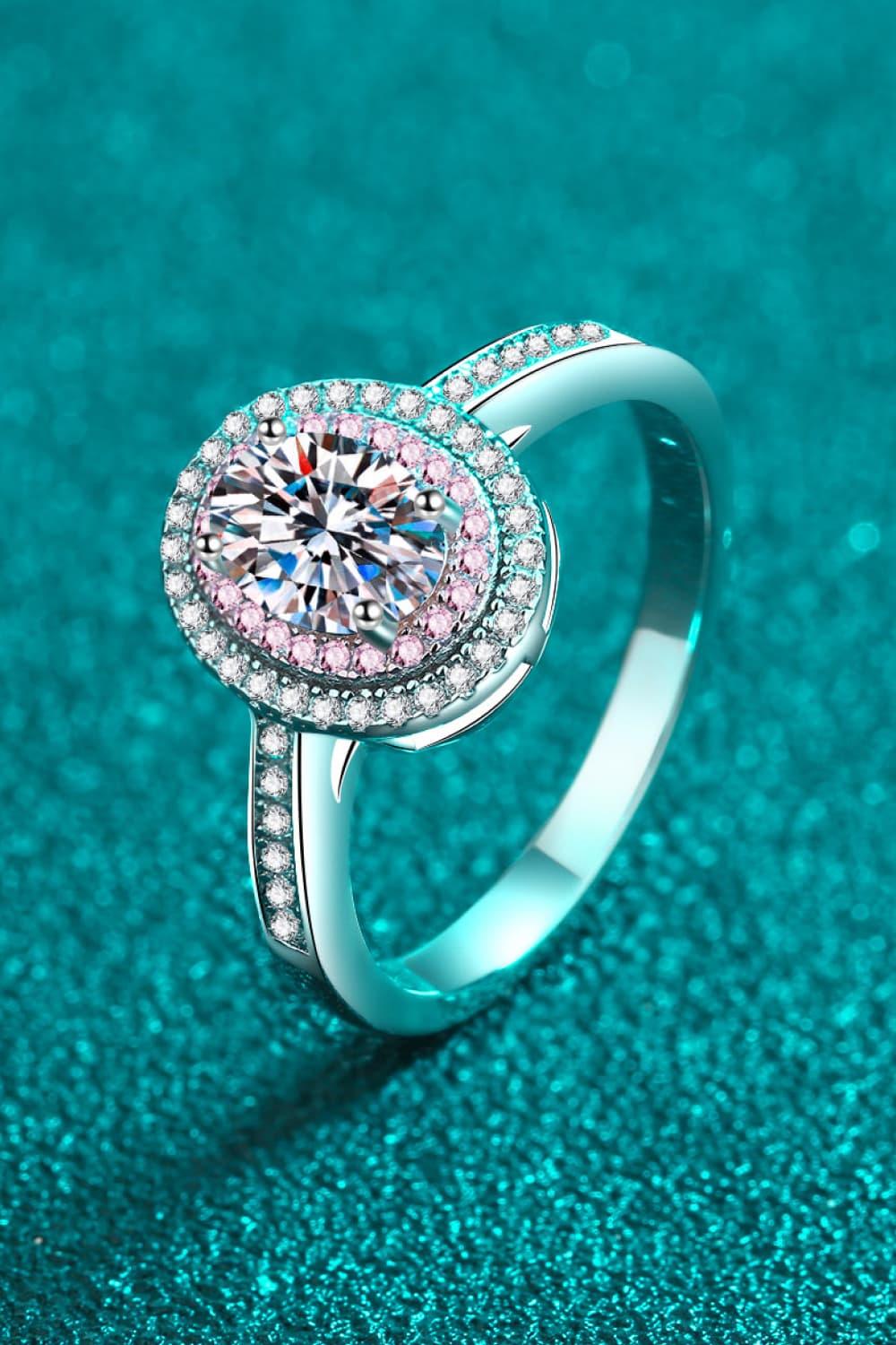 Ring Sofia - 1 Carat Moissanite Halo Ring in Sterling Silver Women's Ring Velanci