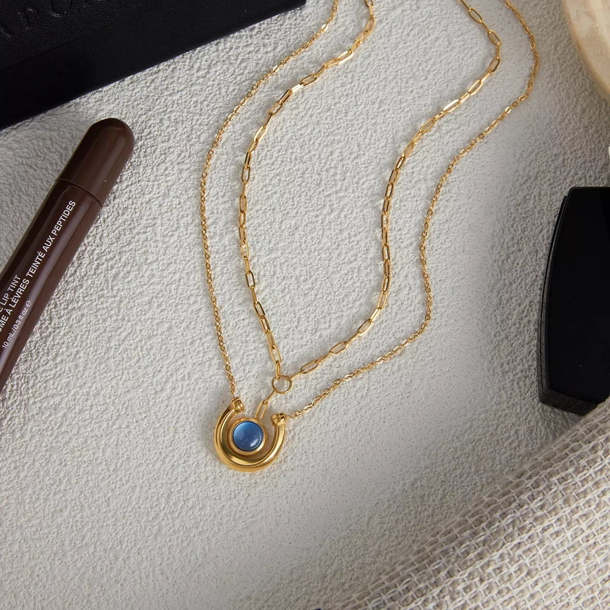 Two-Piece Pendant Necklace In 18K Gold-Plated Finish Velanci