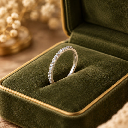 Moissanite Ring Giulia - Half-Eternity Arc Sparkle Women's Ring Velanci