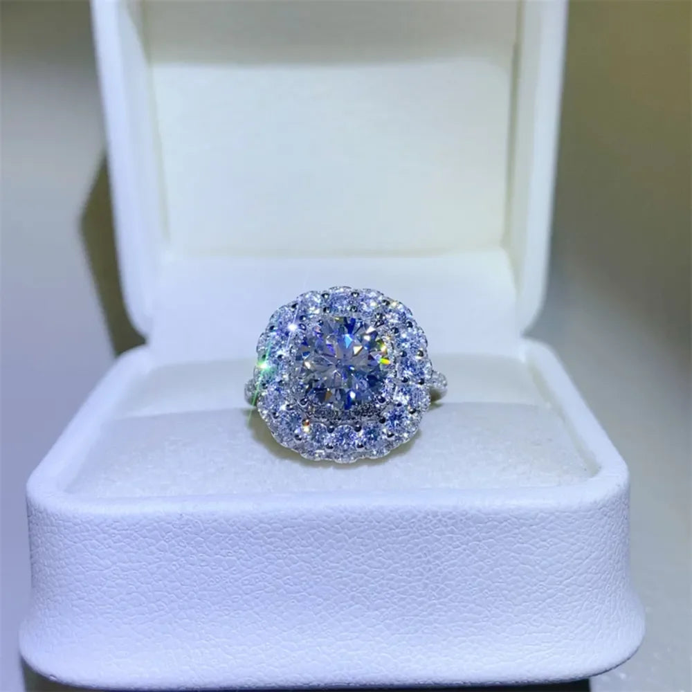 Moissanite Sterling Ring Giulia - Coastal Sparkle, 2 Carat Women's Ring Velanci