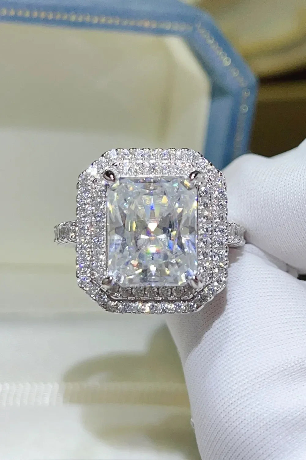 2 Carat Moissanite Ring Giulia - Sterling Halo Setting Women's Ring Velanci
