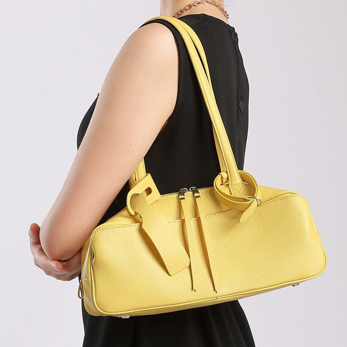 Exquisite Genuine Pebbled Leather Shoulder Handbag