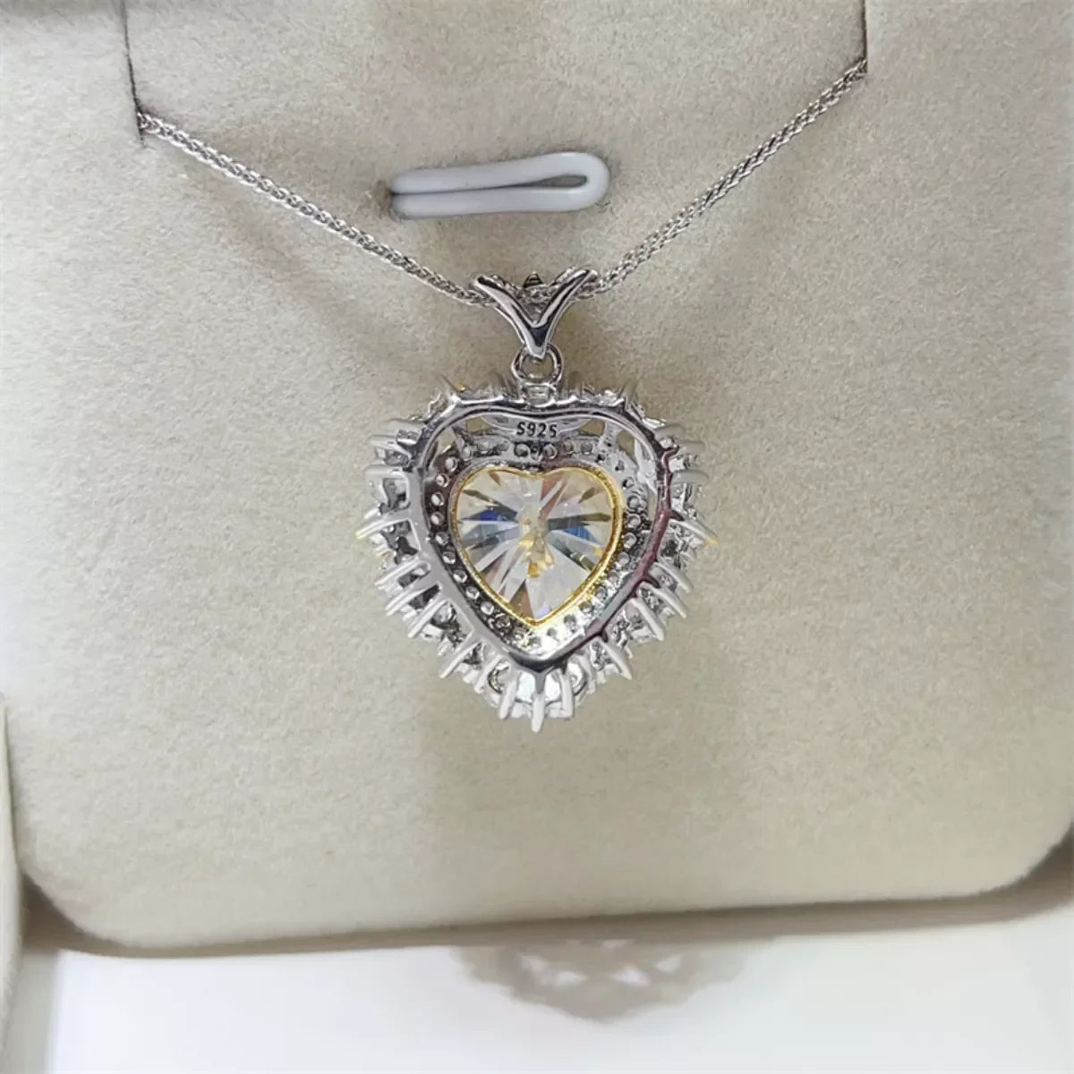 5 Carat Moissanite Necklace Platinum-Plated Sterling Silver Velanci