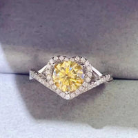 Moissanite Heart Ring Isabella - 1Ct Sterling Silver Halo Women's Ring Velanci